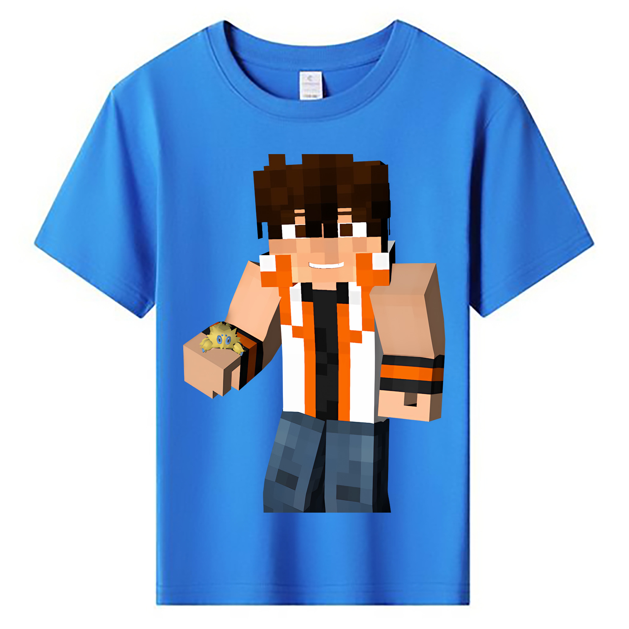 （画像用） マインクラフト ブロックの世界 Minecraft MC Block world 綿100％キッズTシャツ（フロントプリント）